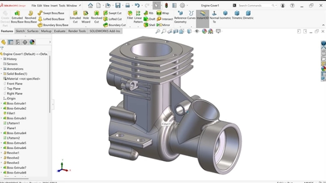 Engine Cylinder Cover — Cast Part Study — Mechanical Design case study by DesignForge, Kampala Uganda