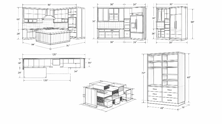 Modular Kitchen & Wardrobe — Elevation & Dimension Set — Interior & Furniture Design case study by DesignForge, Kampala Uganda