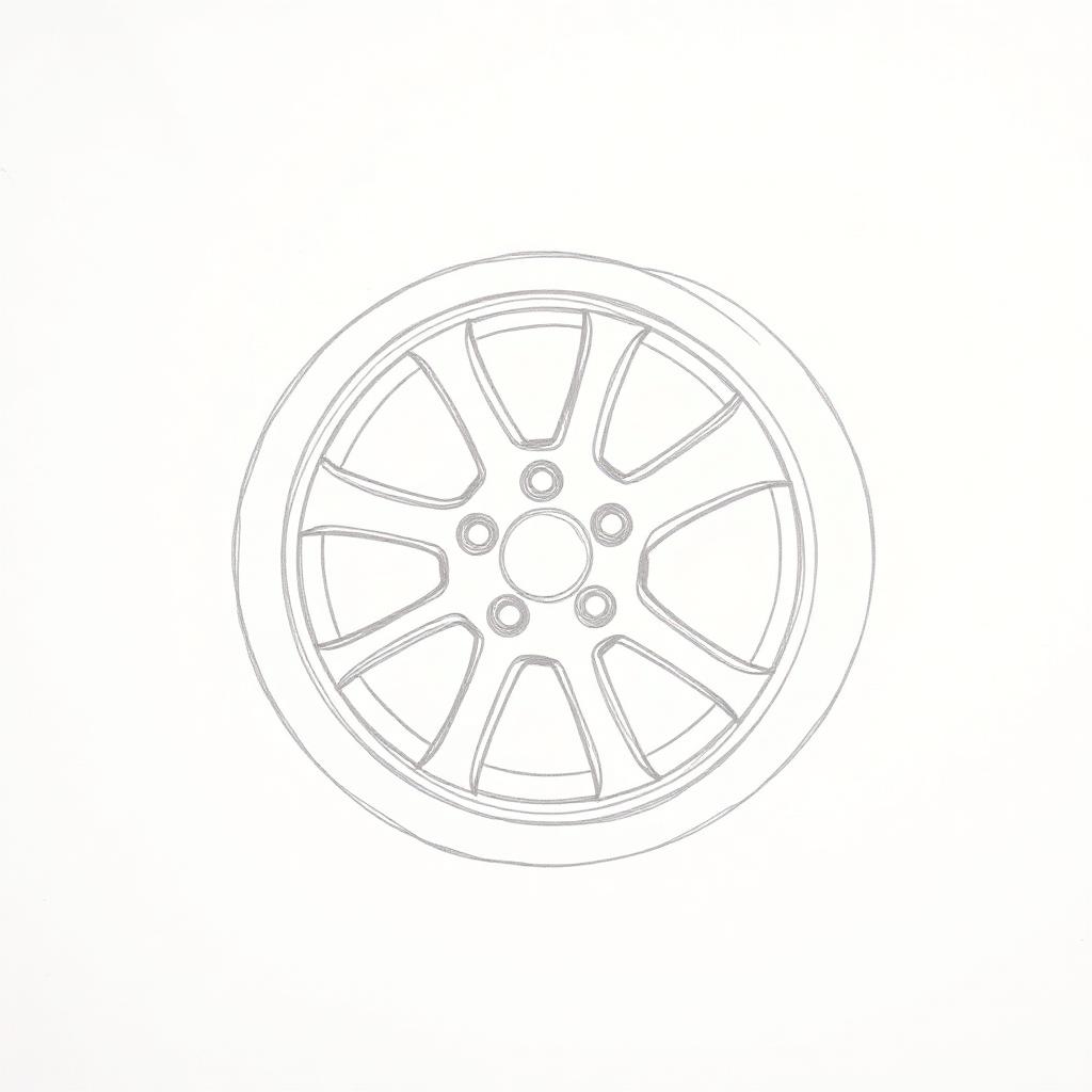 Before — initial concept sketch for BMW Multi-Spoke Alloy Wheel — SolidWorks Assembly, Mechanical Design project by DesignForge Uganda