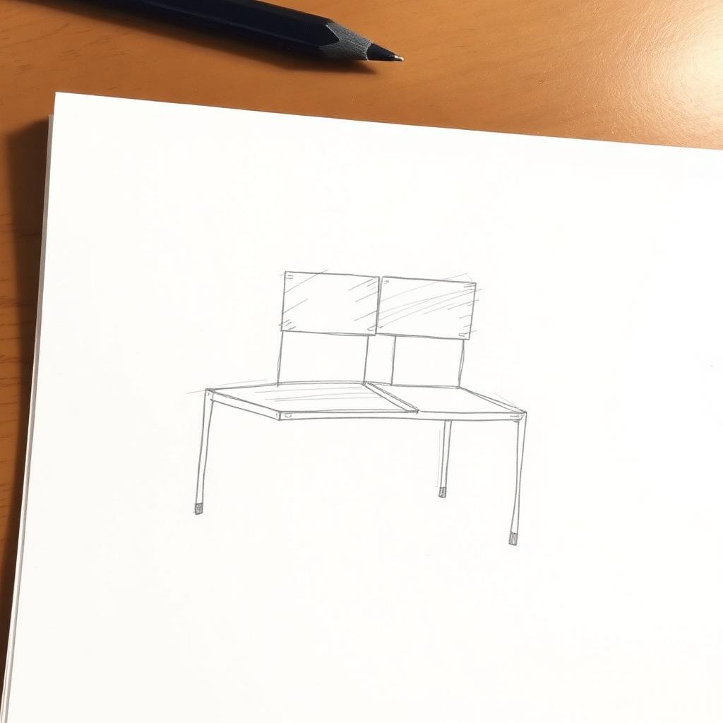 Before — initial concept sketch for Steel-Frame Two-Seater Chair, Product Design project by DesignForge Uganda