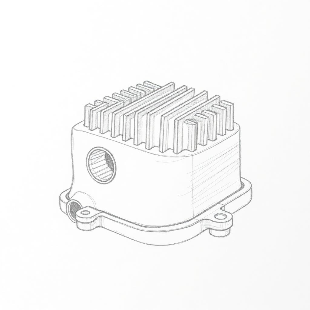 Before — initial concept sketch for Engine Cylinder Cover — Cast Part Study, Mechanical Design project by DesignForge Uganda