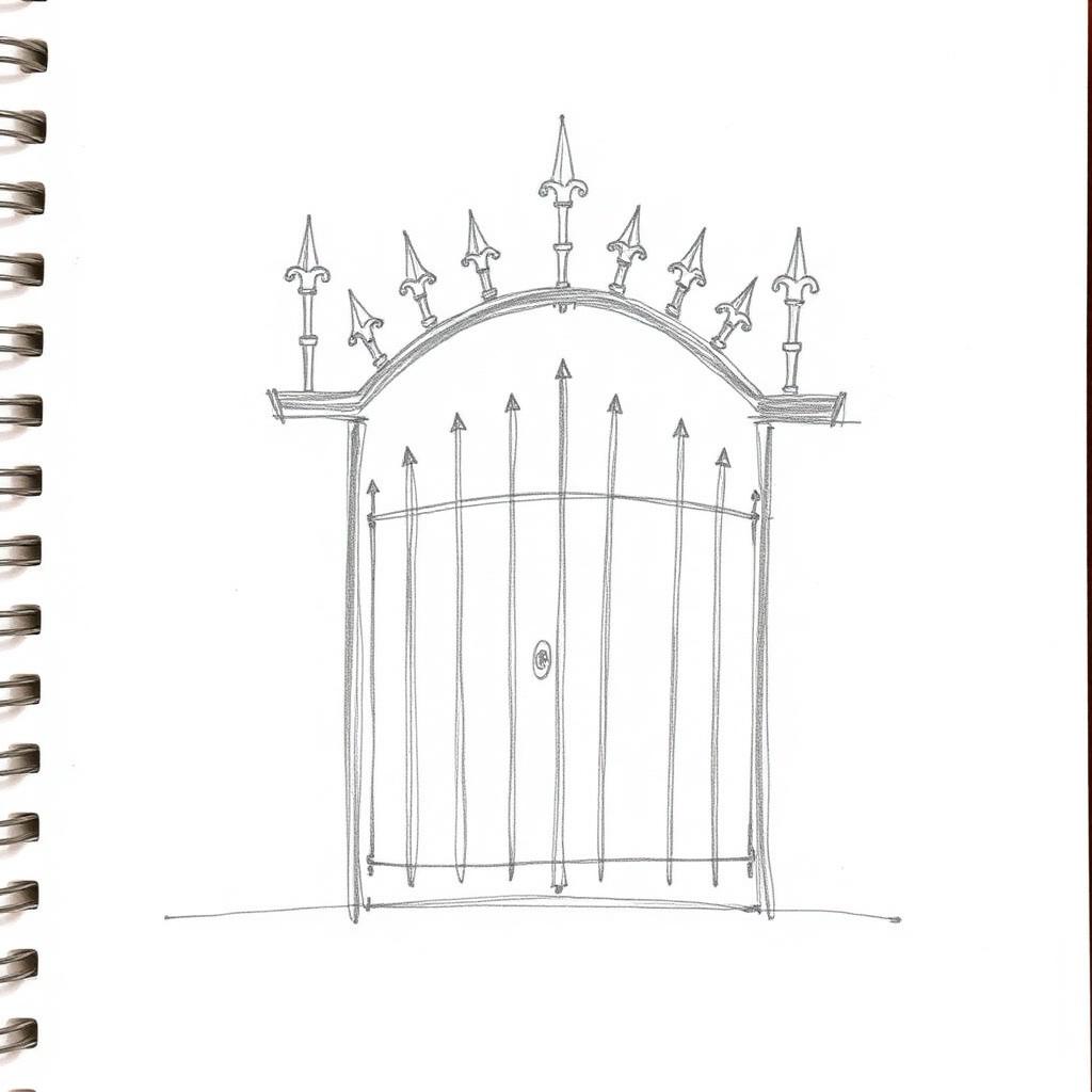 Before — initial concept sketch for Arched Spear-Top Garden Gate, Product Design project by DesignForge Uganda