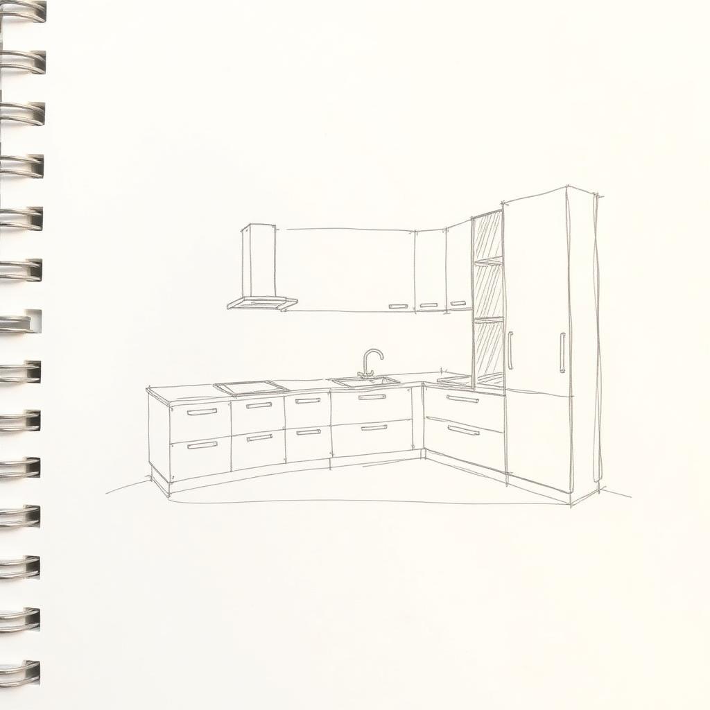 Before — initial concept sketch for Modular Kitchen & Wardrobe Design Package, Interior & Furniture Design project by DesignForge Uganda